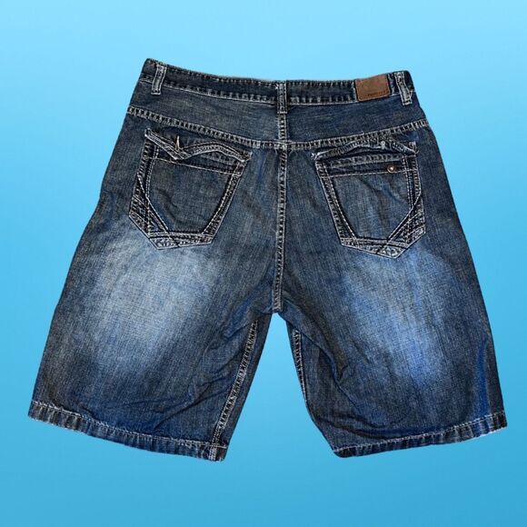 Flypaper Jeans Shorts Straight Leg Button Zip Pockets Medium Wash Denim Size 38 - Picture 2 of 6